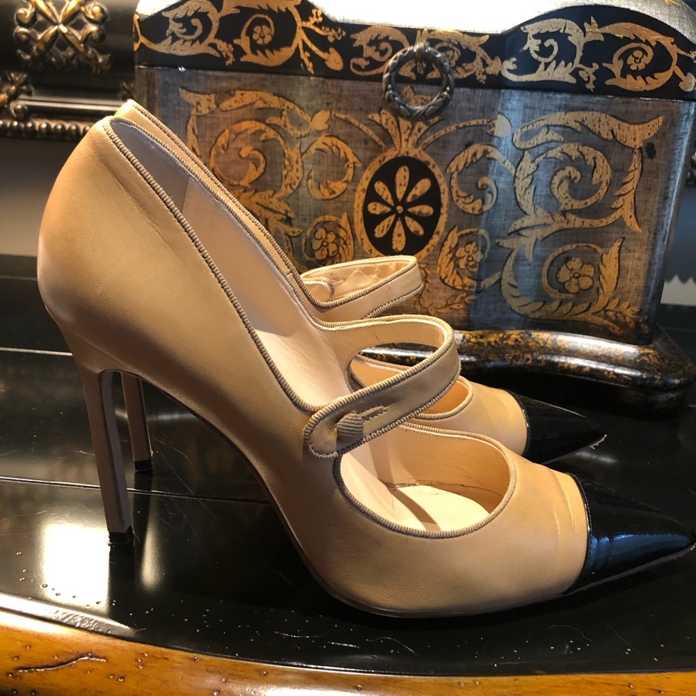 Manolo Blahnik Campari pump camel/patent 39.5